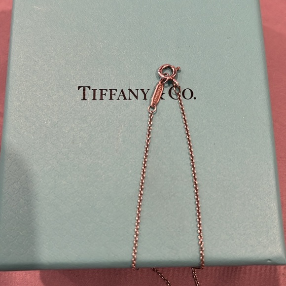 Tiffany script pendant and silver chain (16”) - Picture 6 of 10